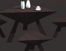 Lie fallow log seats in a teahouse