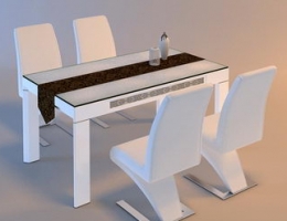 Pure white solid wood dining chairs and desk