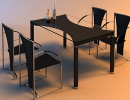 Glass and solid wood table and 4 chairs